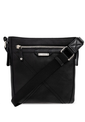 Iceberg zip leather shoulder bag - Black