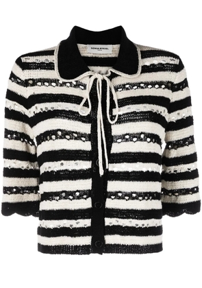 Sonia Rykiel striped openwork cardigan - Black