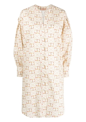TWINSET logo-print cotton shirtdress - Neutrals