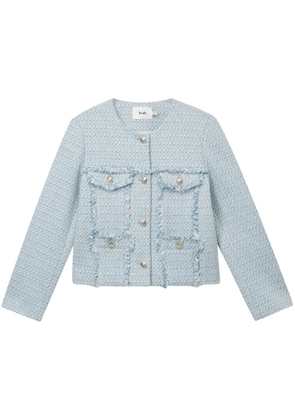 b+ab round neck tweed jacket - Blue