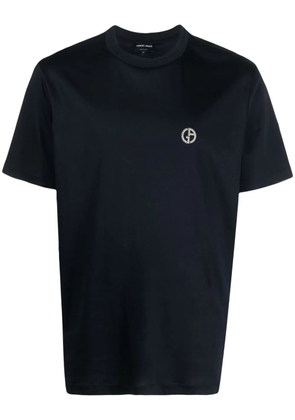 Giorgio Armani logo-embroidered cotton T-shirt - Blue