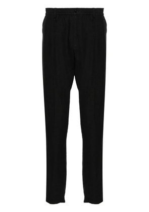 Emporio Armani mid-rise tapered linen trousers - Black