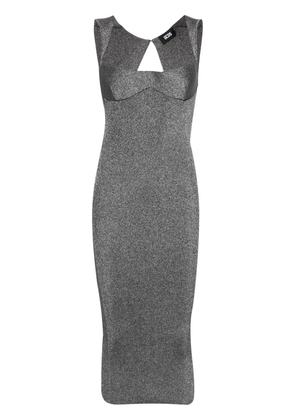 GCDS lurex-detail ribbed maxi dress - Grey