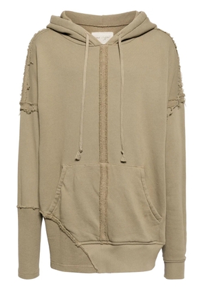 Greg Lauren distressed cotton hoodie - Brown