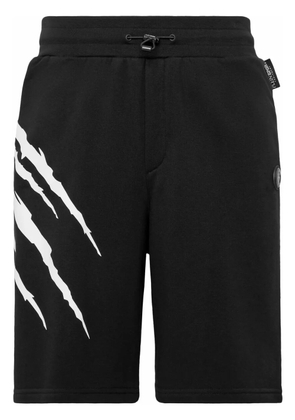 Plein Sport Scratch-print track shorts - Black