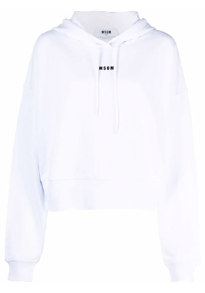 MSGM cropped logo hoodie - White