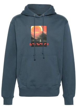 Helmut Lang graphic-print cotton hoodie - Blue