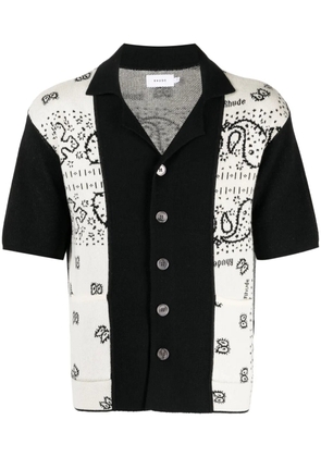 RHUDE graphic-print notched-collar shirt - Black