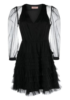TWINSET ruffled semi-sheer minidress - Black