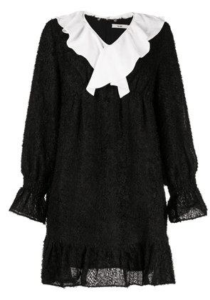 b+ab ruffle-detailing textured-finish dress - Black