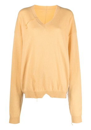 Ramael V-neck distressed jumper - Yellow