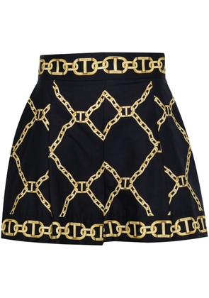 TWINSET chain-print wide-leg shorts - Blue