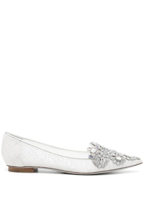 René Caovilla Veneziana crystal ballerina shoes - White