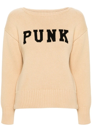 R13 logo-patch cotton jumper - Neutrals