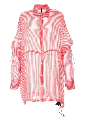 UNRAVEL PROJECT stripe drawstring over shirt - Pink