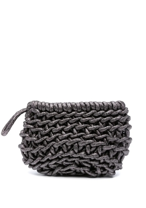 Alienina interwoven metallic clutch bag - Silver