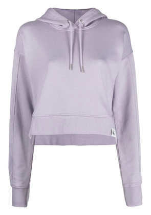 Calvin Klein Jeans logo-patch cropped hoodie - Purple