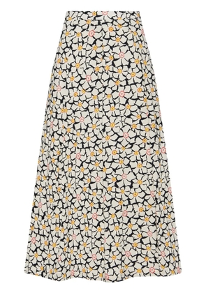 Rosetta Getty floral-print pleat-detail maxi skirt - Neutrals