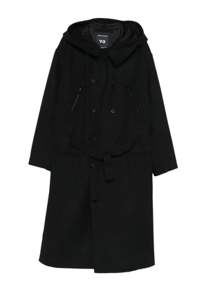 Y-3 hooded double-breasted coat - Black