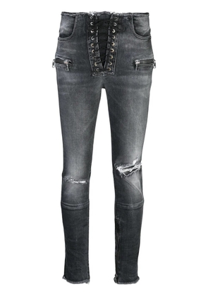 UNRAVEL PROJECT distressed skinny jeans - Black