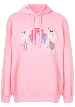 Doublet embroidered fringed hoodie - Pink