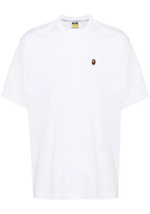A BATHING APE® embroidered-logo cotton T-shirt - White