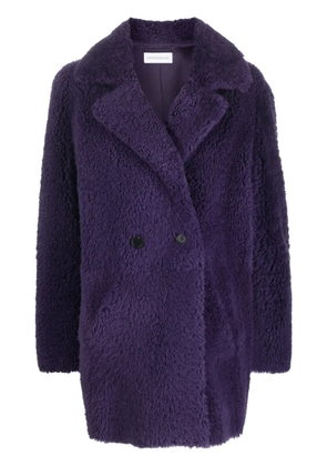 Inès & Maréchal shearling double-breasted coat - Purple