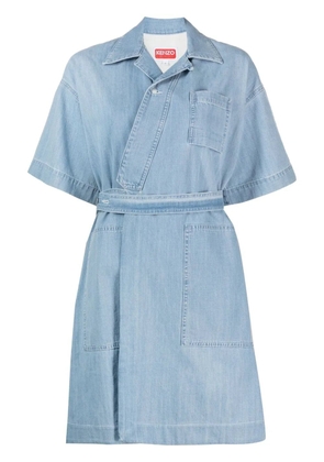 Kenzo tied-waist denim wrap dress - Blue