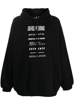 Raf Simons X Fred Perry slogan-patches cotton hoodie - Black