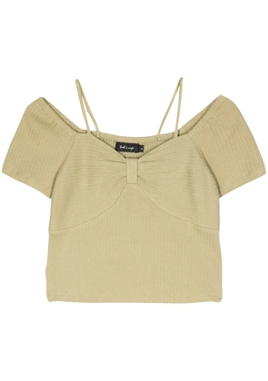 tout a coup gathered-detail ribbed crop top - Green