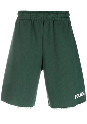 VETEMENTS Polizei raw-edge shorts - Green