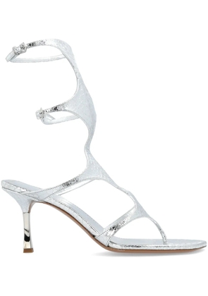 Paris Texas Uma 75mm python-effect gladiator sandals - Silver