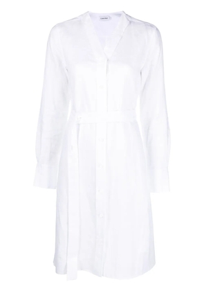 Calvin Klein long-sleeve belted dress - White