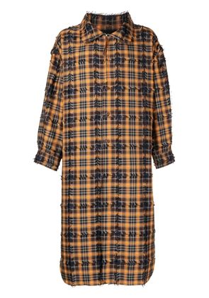 Off Duty Urdu checked frayed coat - Orange
