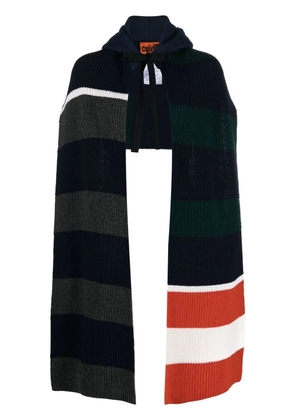 colville stripe-pattern wool scarf hoodie - Blue