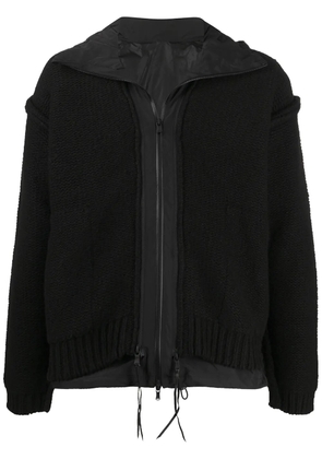 The Viridi-Anne knitted layered hooded jacket - Black