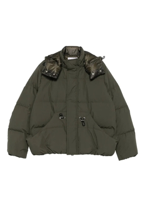 sacai hooded drawstring puffer jacket - Green