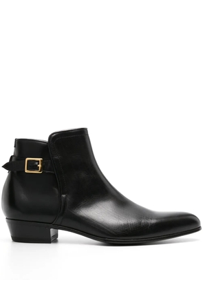Lidfort pointed-toe buckled leather boots - Black