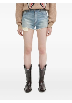 A BATHING APE® Crystal Ape Head denim shorts - Blue