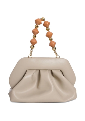 Themoirè Tia ruched leather clutch bag - Brown