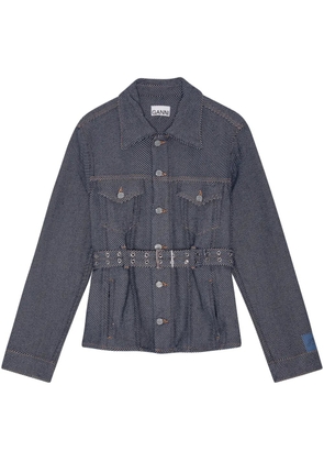 GANNI belted denim jacket - Blue