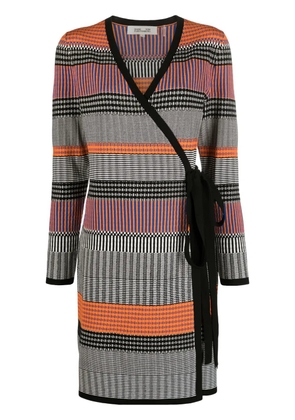 DVF Diane von Furstenberg Brigid geometric-pattern ribbed-knit wrap dress - Black