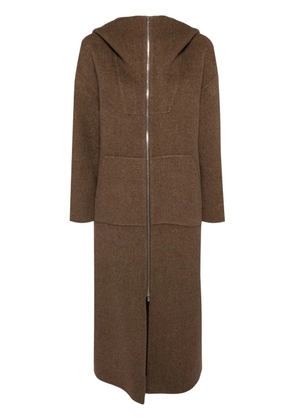 Goen.J zip-up hooded coat - Brown