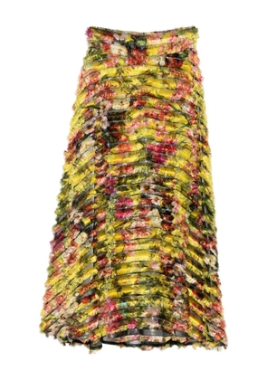 Gemy Maalouf floral-print fringed maxi skirt - Black