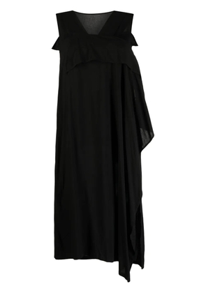 Y's asymmetric draped midi dress - Black