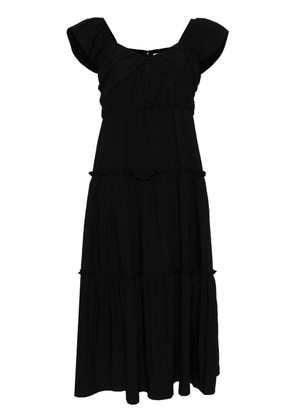 b+ab pleated tiered midi dress - Black