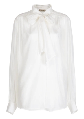 System semi-sheer long-sleeve shirt - White