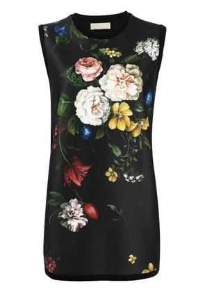 Elie Saab floral-print scuba-jersey top - Black