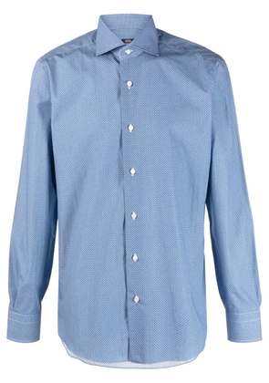 Barba geometric-pattern cotton shirt - Blue