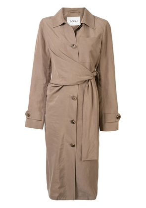 Goen.J waist-tied trench coat - Brown